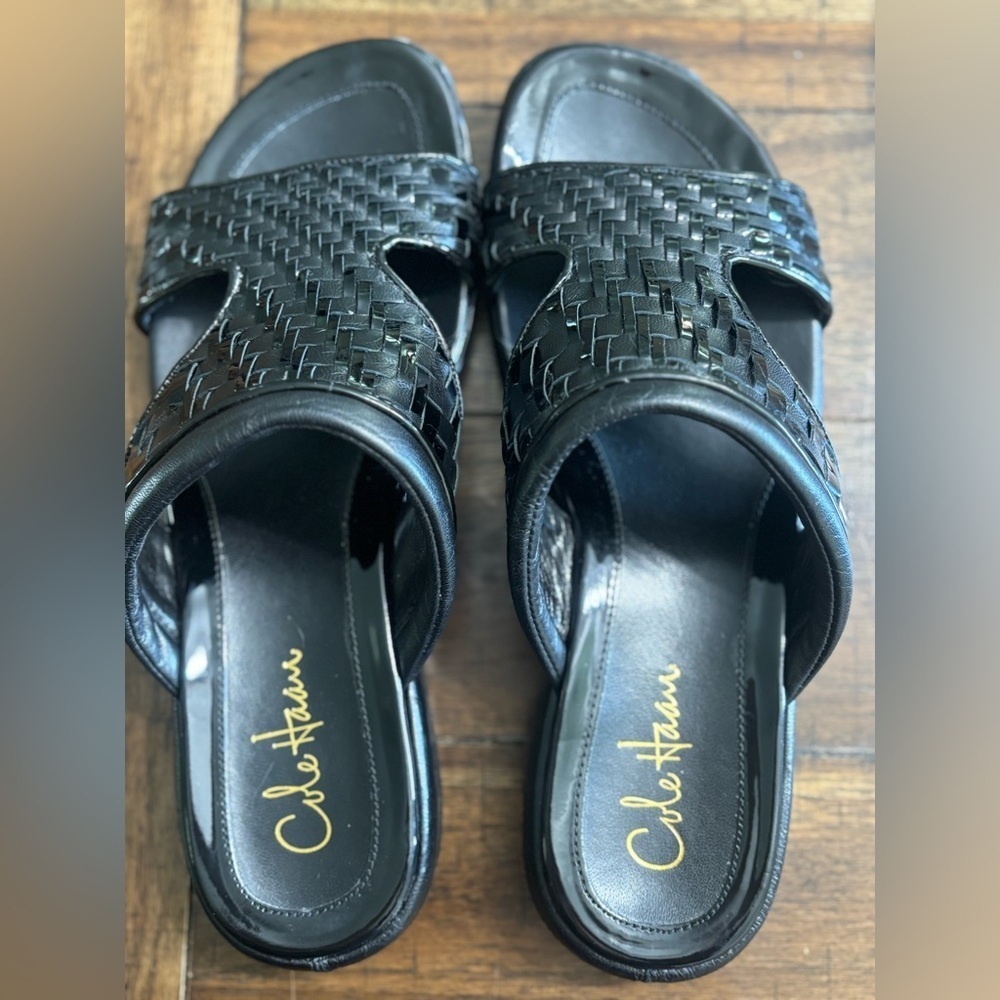Cole Haan Black Woven Sandals Slip-On with Nike Air